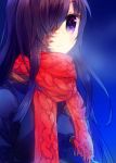  black_hair hair_over_one_eye ikezawa_hanako katawa_shoujo long_hair namie namie-kun purple_eyes scar scarf solo 