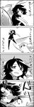  4koma asymmetrical_wings blush closed_eyes comic eyes_closed heart highres hijiri_byakuren houjuu_nue long_hair monochrome net shrimp smile tani_takeshi tears thigh-highs thighhighs touhou translated translation_request wings yukkuri_shiteitte_ne 