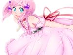  aqua_eyes choker cosplay dress estellise_sidos_heurassein fujimo_nao hair_ornament hairpin pafeko pink pink_dress pink_hair reala reala_(cosplay) see-through short_hair simple_background smile solo tales_of_(series) tales_of_destiny_2 tales_of_vesperia white_background 