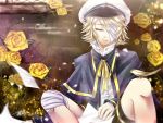  animal bandage bird blonde_hair flower flowers hat oliver oliver_(vocaloid) ranyun ribbons rose signed vocaloid 