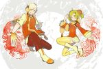  1girl background_text bad_id bird character_request chinese_clothes chinese_new_year chinese_phoenix dragon earmuffs highres kaninn new_year orange_(color) original personification phoenix pose salute sayagata text 