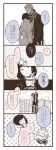  3boys axis_powers_hetalia bad_id blush coat comic formal genderswap germany_(hetalia) hug japan_(hetalia) monochrome multiple_boys necktie netherlands_(hetalia) northern_italy_(hetalia) scarf short_hair sou_(boxxx82) suit translation_request 