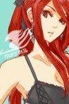  brown_eyes earrings erza_scarlet face fairy_tail highres jewelry lingerie long_hair overday red_hair redhead ribbon sketch underwear 