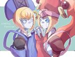  2girls age_difference android blazblue blonde_hair blue_eyes citolo hand_holding hat holding_hands ignis_(blazblue) interlocked_fingers mother_and_daughter multiple_girls nirvana pale_skin white_eyes 