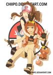  2girls chiipo orange_hair personification pokemon pokemon_(game) pokemon_black_and_white tepig touko_(pokemon) 
