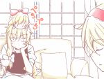  alex_(alexandoria) alice_margatroid annoyed comic couch cup hairband hand_on_another's_face hand_on_own_face kirisame_marisa multiple_girls person_on_head shanghai_doll silent_comic sitting touhou |_| 