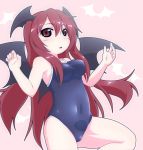  bare_shoulders bat_wings breasts head_wings koakuma kusaba long_hair one-piece_swimsuit red_eyes red_hair redhead solo swimsuit the_embodiment_of_scarlet_devil touhou wings 