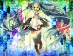  aqua_hair green_eyes haruka_(haru) hatsune_miku long_hair necktie skirt tie twintails vocaloid 