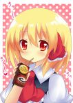  ascot bad_id blonde_hair bow bust drinking hair_bow red_eyes rumia shinekalta short_hair solo straw the_embodiment_of_scarlet_devil touhou youkai 