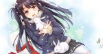  black_hair blush bunny earmuffs hair_ornament hairband jacket k.y_ko long_hair open_mouth original pink_eyes rabbit scarf school_uniform skirt smile snow snow_bunny snowing snowman solo twintails two_side_up white_legwear winter_coat 