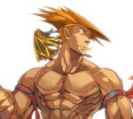  abs adon male mongkhon muscle orange_hair simple_background solo spiked_hair spiky_hair street_fighter tk_(hibatidori) 