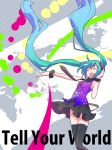  :d aqua_hair closed_eyes dots eyes_closed hatsune_miku headset highres long_hair map necktie open_mouth outstretched_arm smile solo tell_your_world_(vocaloid) thigh-highs thighhighs twintails udeita very_long_hair vocaloid 