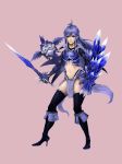  armor boots breasts demon diamond diamonds gloves high_heels hips loincloth long_hair midriff muscle navel original purple purple_eyes purple_hair shoes smile sword thigh-highs thighhighs violet_eyes weapon wings youichi 