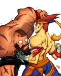  adon armlet bare_back battle beard collaboration david_grier facial_hair grin mohawk mongkhon multiple_boys muscle punching red_hair redhead scar shorts smile spiked_hair spiky_hair street_fighter wrist_wraps xcata86 zangief 