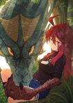 dragon dragon_girl long_hair original red_eyes red_hair redhead senhaku 