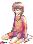  artist_request blood braid closed_eyes colorful eyes_closed kneeling knife long_hair madotsuki no_shoes sitting skirt solo tegaki twin_braids twintails wariza white_background yume_nikki 