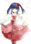  black_legwear blue_eyes blue_hair bow choker corsage curtsey flower furudo_erika hair_flower hair_ornament pantyhose petals pun2 shirt skirt smile solo twintails umineko_no_naku_koro_ni 