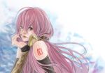  1girl bare_shoulders blue_eyes bust cloud elbow_gloves gloves highres lips long_hair megurine_luka pink_hair priscilla_1120190 solo very_long_hair vocaloid 