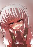  ascot commentary commentary_request gaoo_(frpjx283) grey_hair hair_ribbon highres konpaku_youmu open_mouth ribbon short_hair solo tears touhou trembling 