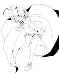  antennae bent_over cape highres lineart monochrome open_mouth short_hair solo touhou wriggle_nightbug yunomi_chawan 