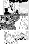  blood bunny_ears closed_eyes comic eyes_closed hong_meiling long_hair monochrome reisen_udongein_inaba touhou translated translation_request tree wasabi_shoujo 