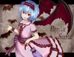  bat bat_wings dress fingernails lavender_hair looking_at_viewer red_eyes remilia_scarlet ribbon sharp_fingernails sharp_nails shiromamekei solo touhou umbrella wings 