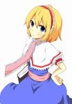  alice_margatroid blonde_hair blue_eyes book colored hand_on_hip hips short_hair solo supuzawa touhou 
