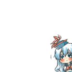  :&lt; blue_dress blue_eyes blush chibi dress expressive_clothes hat kamishirasawa_keine long_hair rebecca_(keinelove) rebecca_(naononakukoroni) silver_hair solo touhou 