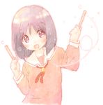  azumanga_daioh black_eyes black_hair cherry_blossoms chopsticks head_tilt kasuga_ayumu pastels school_uniform shipu_(toppintetratorten) 