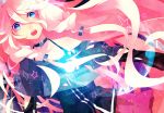  bare_shoulders blue_eyes braid highres ia_(vocaloid) long_hair looking_at_viewer off_shoulder open_mouth pink_hair saine solo twin_braids very_long_hair vocaloid 
