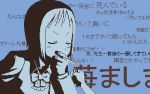  blue bow cigarette closed_eyes cowboy_bebop ichigo_mashimaro itou_nobue lighter lighting_cigarette lowres monochrome oekaki parody short_hair solo spot_color yuasa 