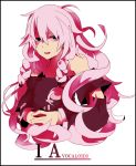  bad_id bare_shoulders braid character_name ia_(vocaloid) kuruko long_hair looking_at_viewer open_mouth pink_hair simple_background solo twin_braids vocaloid 