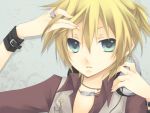  blonde_hair blue_eyes headphones kagamine_len kuroi_(liar-player) short_hair vocaloid 