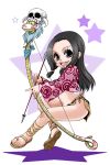  black_hair boa_hancock bow_(weapon) chikaburo hips katll legs long_hair navel objectification one_piece salome_(one_piece) sandals smile snake weapon young 