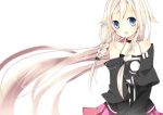  bare_shoulders blonde_hair blue_eyes braid cella ia_(vocaloid) kanadetsuki_shion long_hair looking_at_viewer off_shoulder open_mouth pink_hair simple_background skirt solo twin_braids very_long_hair vocaloid white_background 