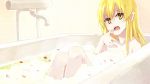  bakemonogatari bath bathtub blonde_hair fang hao_(patinnko) long_hair monogatari_(series) nisemonogatari oshino_shinobu petals pointy_ears water yellow_eyes 