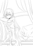  absurdres asaki_(artist) highres lineart long_hair looking_at_viewer megurine_luka monochrome smile solo very_long_hair vocaloid 