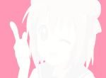 akaza_akari double_bun open_mouth pink_background yuru_yuri 
