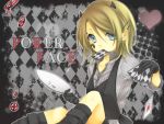  blonde_hair blue_eyes gloves heart horns kagamine_rin kuroi_(liar-player) mask poker_face_(vocaloid) short_hair vocaloid 