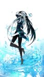  aqua_eyes black_hair blue_eyes dagger feet highres kaida kaida_michi knife kunai multicolored_hair no_shoes norah_bright original pantyhose silver_hair soaking_feet solo splash splashing standing_on_water two-tone_hair water water_droplets weapon whirlpool white_hair 