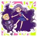  chibi gakuran grey_eyes hirose_kouichi jojo_no_kimyou_na_bouken long_hair moyori prehensile_hair purple_hair scared school_uniform serafuku stand_(jojo) sweatdrop very_long_hair yamagishi_yukako yandere 