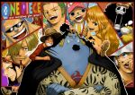 6+boys black_hair blonde_hair blue_hair blue_skin brook_(one_piece) cyborg earrings fishman franky_(one_piece) green_hair hat highres jewelry jinbe_(one_piece) long_hair monkey_d._luffy multiple_boys multiple_girls nami_(one_piece) nico_robin one_piece orange_hair pirate roronoa_zoro sandals sanji_(one_piece) short_hair skeleton smile straw_hat strawhat sunglasses tattoo tea tony_tony_chopper tusks usopp yoshida_takanori