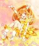  :d arm_up bad_id bike_shorts boots choker cure_peace dress gradient gradient_background hair_ornament hairpin happy highres kise_yayoi long_hair magical_girl open_mouth orange_hair perikan_norou pink_background precure puffy_sleeves shorts_under_skirt sitting skirt smile smile_precure! solo wrist_cuffs yellow yellow_background yellow_dress yellow_eyes 