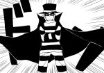  comic crossed_arms hamburglar hat highres manly mask mcdonald&#039;s mcdonald's monochrome striped yaza 
