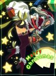  capelet christmas elbow_gloves gift gloves hair_bobbles hair_ornament high_heels lasa_(lasa1116) long_hair original plaid plaid_skirt red_eyes reindeer ribbon sack santa_costume shoes skirt solo thigh-highs thighhighs twintails white_hair 