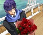  aohoshiginshi blue_eyes blue_hair boat flower flowers kaito necktie rose scarf tie vocaloid 