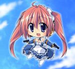  chibi colored copyright_request dasuto dual_wielding gun open_mouth solo twintails weapon 
