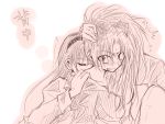  akemi_homura kiss long_hair mahou_shoujo_madoka_magica maru_(092102040413) monochrome multiple_girls sakura_kyouko surprised translated yuri 