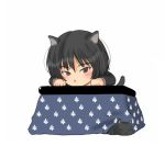  1girl amagami animal_ears black_hair blush brown_eyes cat cat_ears kemonomimi_mode kotatsu murasaki_iro nanasaki_ai short_hair solo table tail 