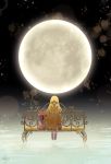  bench blonde_hair doll from_behind full_moon highres kami_nomi_zo_shiru_sekai kujou_tsukiyo long_hair luna_(kaminomi) moon moonlight voncx-wolf 